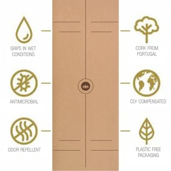 Lotus Craft Cork Yoga Mat, Non-Slip, Sweat Proof, Eco Friendly - Picture 4 of 6